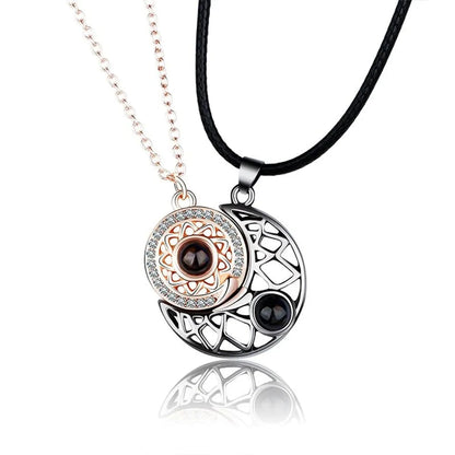 1 Set Sweet Geometric Sun Moon Alloy Metal Plating Unisex Pendant Necklace