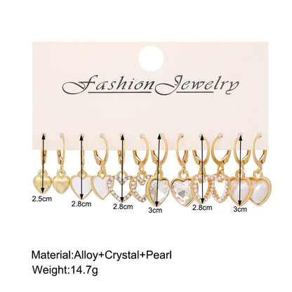 1 Set Sweet Heart Shape Alloy Drop Earrings