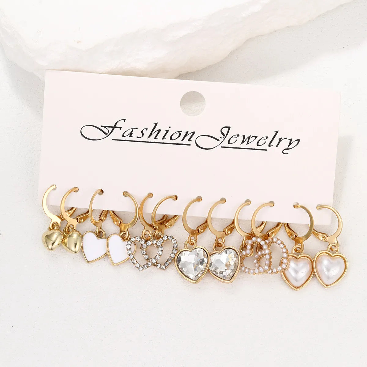 1 Set Sweet Heart Shape Alloy Drop Earrings