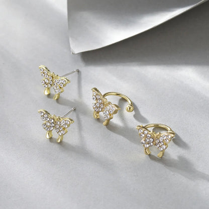 1 Set Sweet Simple Style Butterfly Rhinestone Alloy Rhinestones Ear Cuffs