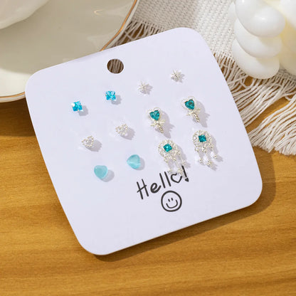 1 Set Sweet Simple Style Classic Style Square Tassel Heart Shape Plating Alloy Silver Plated Ear Studs