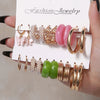 1 Set Sweet Simple Style Round Butterfly Leopard Inlay Arylic Artificial Pearls Earrings