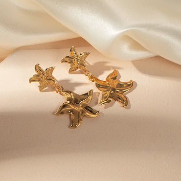 1 Set Vacation Beach Streetwear Starfish Conch Plating Inlay 304 Stainless Steel Pearl 14K Gold Plated Jewelry Set