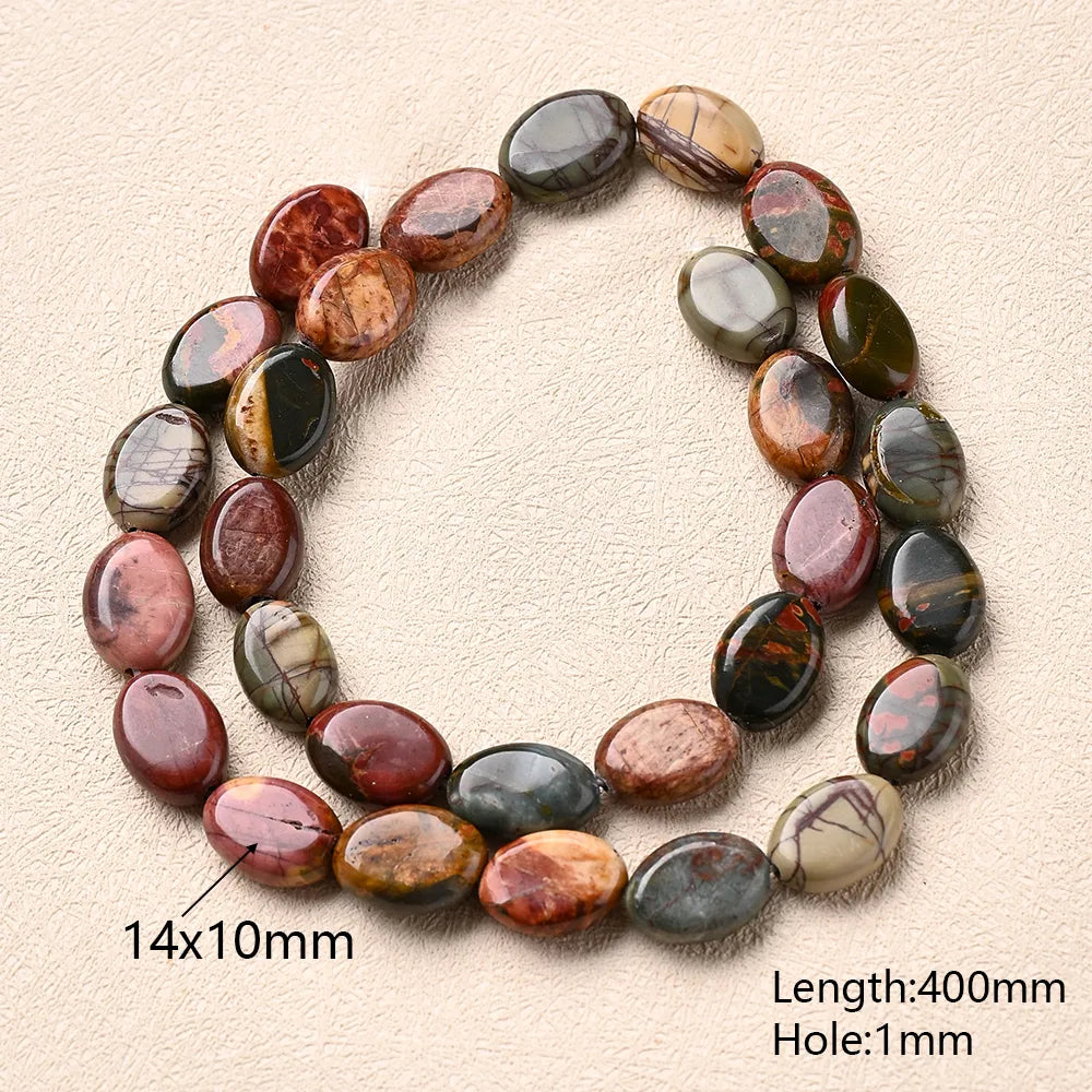 1 Strand/Package 10x8mm 12x8mm 14x10mm Hole 1~1.9mm Natural Stone Picasso Jasper Multicolor Marble Simple Polished Beads