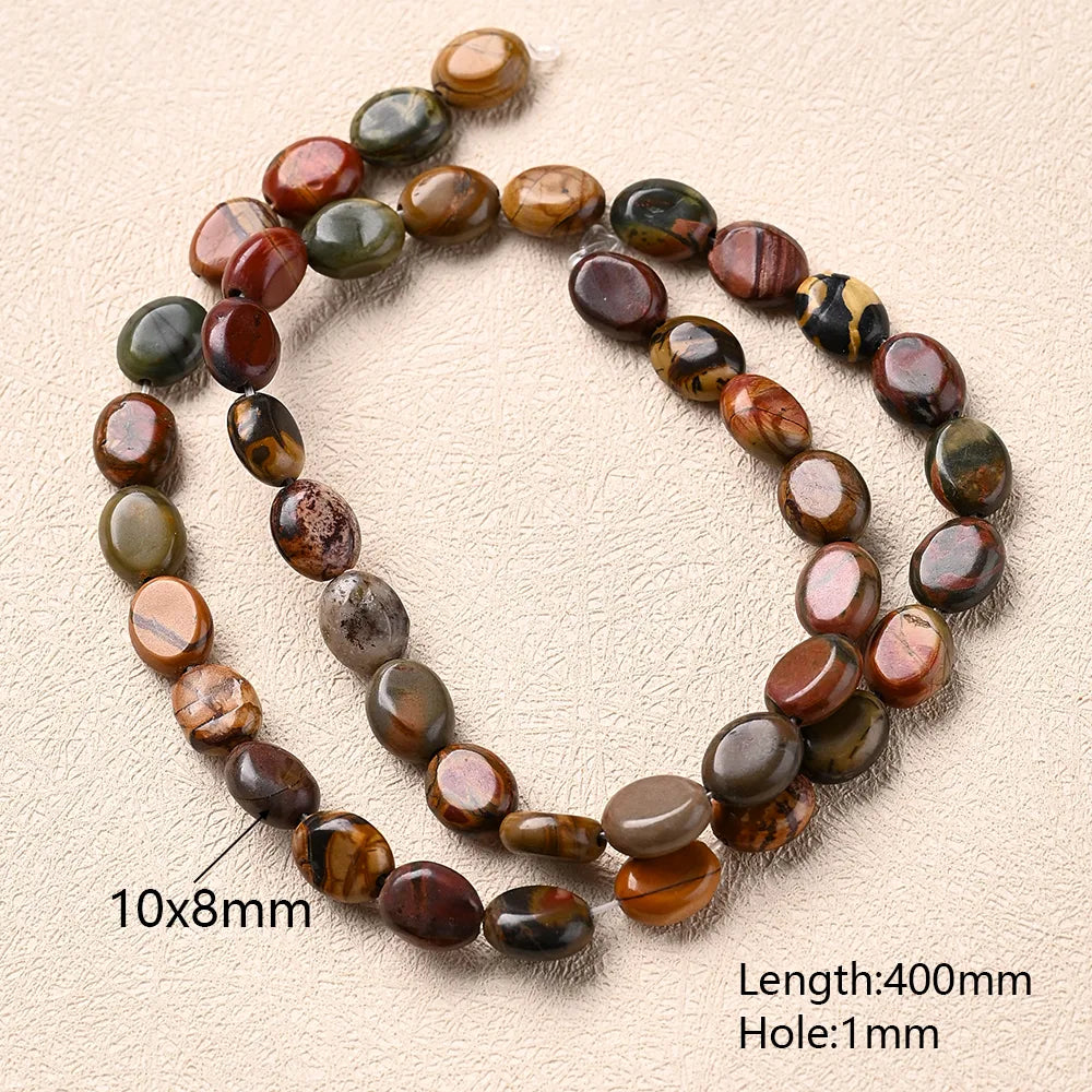 1 Strand/Package 10x8mm 12x8mm 14x10mm Hole 1~1.9mm Natural Stone Picasso Jasper Multicolor Marble Simple Polished Beads