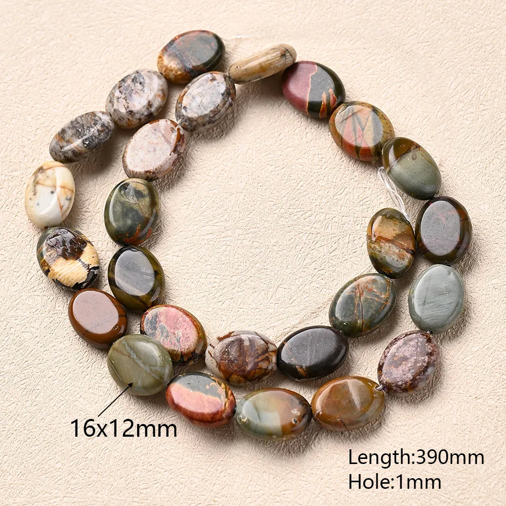 1 Strand/Package 10x8mm 12x8mm 14x10mm Hole 1~1.9mm Natural Stone Picasso Jasper Multicolor Marble Simple Polished Beads