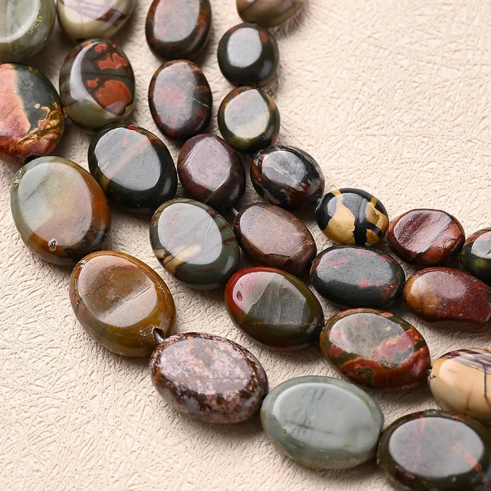 1 Strand/Package 10x8mm 12x8mm 14x10mm Hole 1~1.9mm Natural Stone Picasso Jasper Multicolor Marble Simple Polished Beads