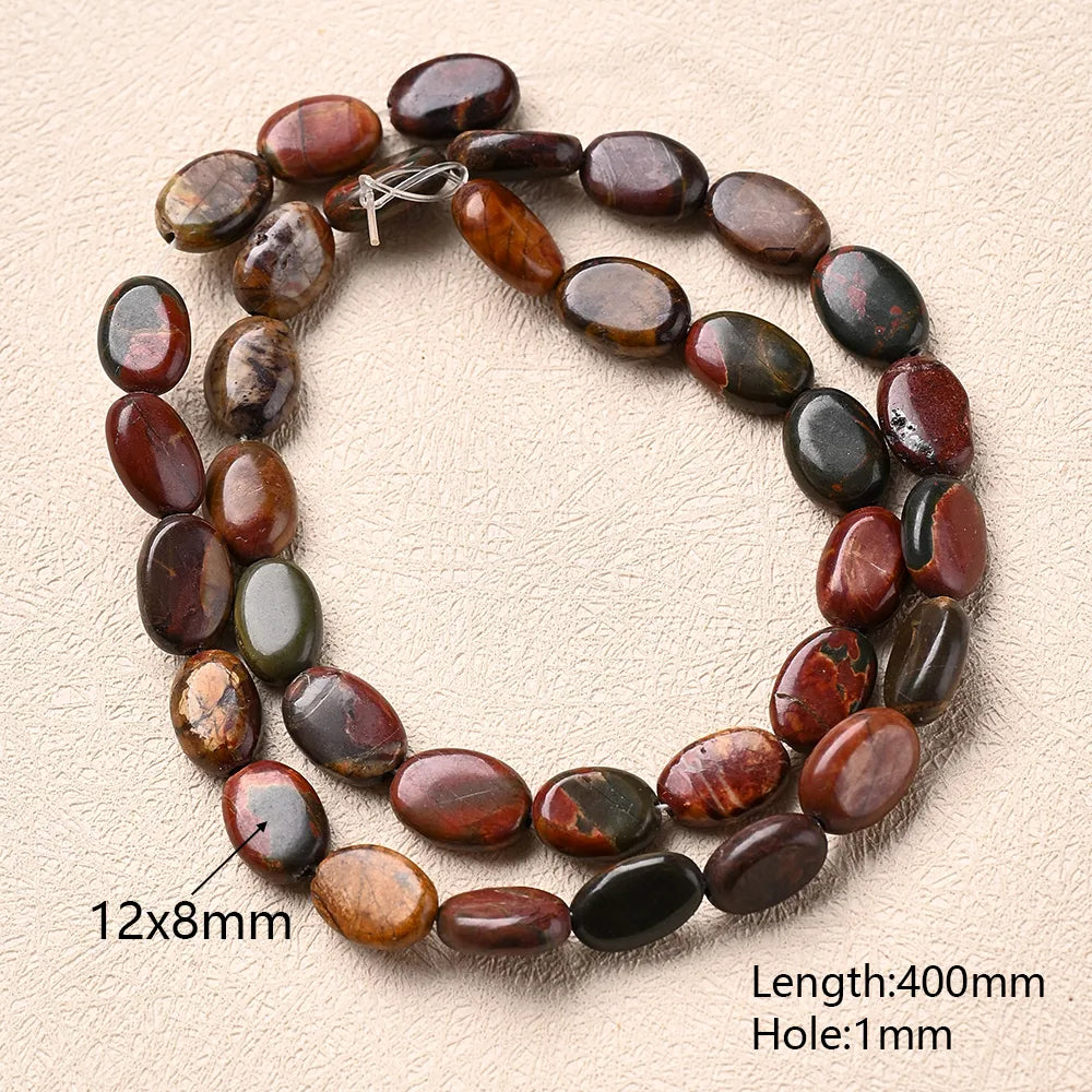 1 Strand/Package 10x8mm 12x8mm 14x10mm Hole 1~1.9mm Natural Stone Picasso Jasper Multicolor Marble Simple Polished Beads