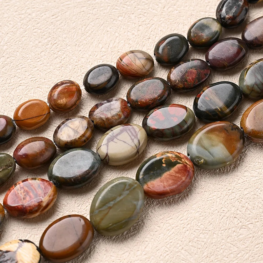 1 Strand/Package 10x8mm 12x8mm 14x10mm Hole 1~1.9mm Natural Stone Picasso Jasper Multicolor Marble Simple Polished Beads