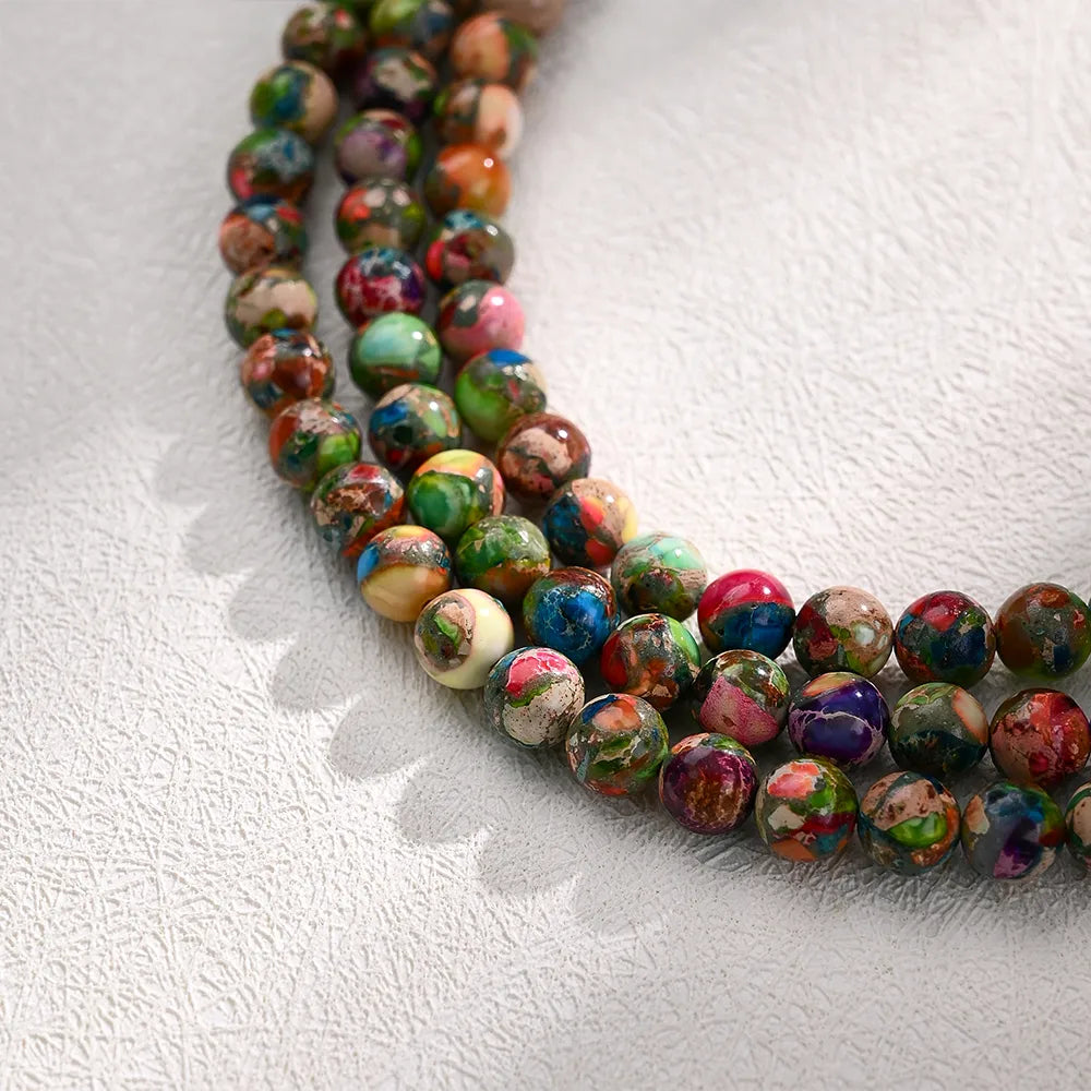 1 Strand/Package Diameter 4mm Diameter 6 Mm Diameter 8mm Hole Under 1mm Hole 1~1.9mm Beaded Artificial Gemstones Natural Stone Imperial Jasper Multicolor Color Block Polished Beads