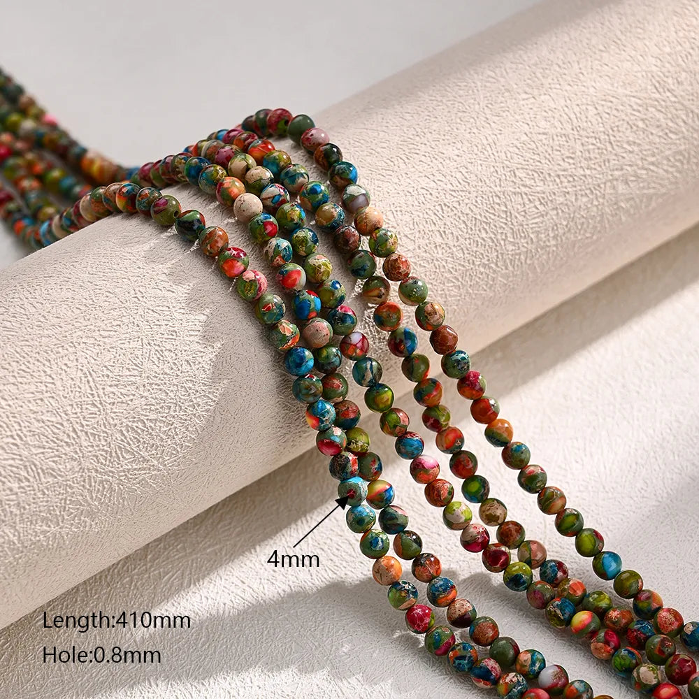 1 Strand/Package Diameter 4mm Diameter 6 Mm Diameter 8mm Hole Under 1mm Hole 1~1.9mm Beaded Artificial Gemstones Natural Stone Imperial Jasper Multicolor Color Block Polished Beads