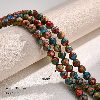 1 Strand/Package Diameter 4mm Diameter 6 Mm Diameter 8mm Hole Under 1mm Hole 1~1.9mm Beaded Artificial Gemstones Natural Stone Imperial Jasper Multicolor Color Block Polished Beads