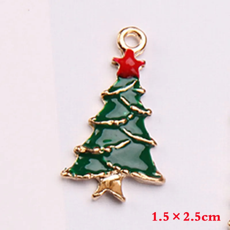 10 PCS/Package 10*17mm 15 * 19mm Alloy Christmas Hat Christmas Tree Santa Claus Pendant