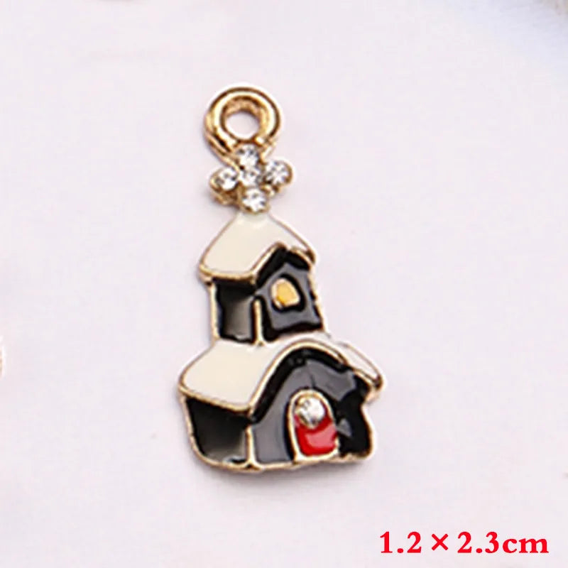 10 PCS/Package 10*17mm 15 * 19mm Alloy Christmas Hat Christmas Tree Santa Claus Pendant