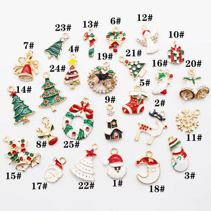 10 PCS/Package 10*17mm 15 * 19mm Alloy Christmas Hat Christmas Tree Santa Claus Pendant