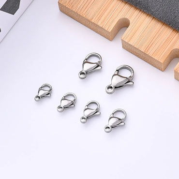 10 PCS/Package 10x6.5mm 11x7mm 9x5.5mm Hole 1~1.9mm 304 Stainless Steel Simple Solid Color Polished Lobster Clasp