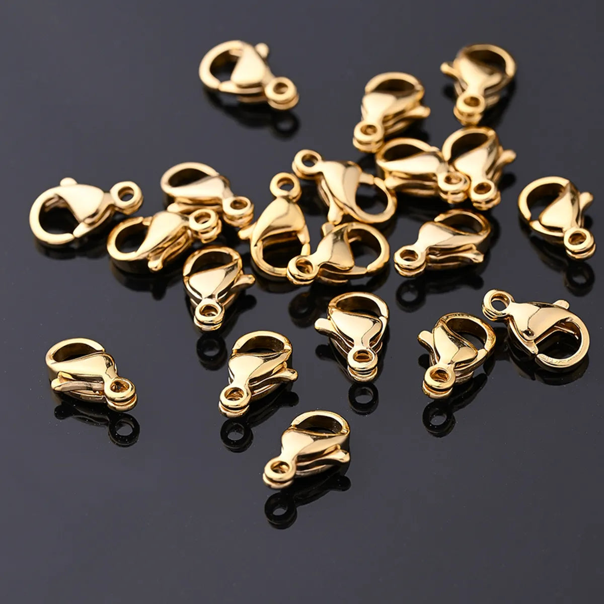 10 PCS/Package 10x6.5mm 11x7mm 9x5.5mm Hole 1~1.9mm Hole 2~2.9mm 304 Stainless Steel 18K Gold Plated Simple Solid Color Polished Lobster Clasp