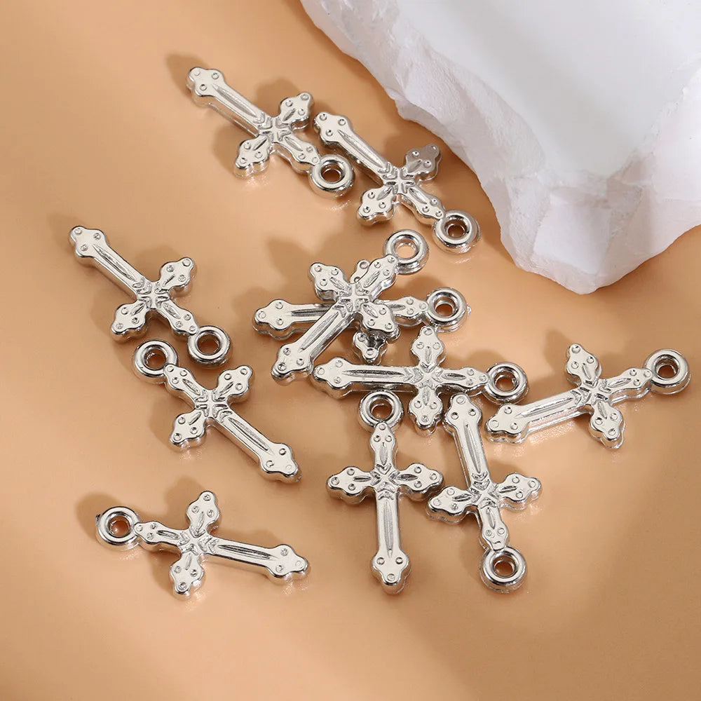 10 PCS/Package 11 * 14mm 12 * 15mm 9*18mm Hole 2~2.9mm Zinc Alloy Cross Sun Key Polished Pendant