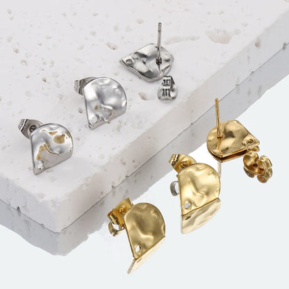 10 PCS/Package 12mm Hole 1~1.9mm 304 Stainless Steel 18K Gold Plated Sector Solid Color Polished Earring Findings