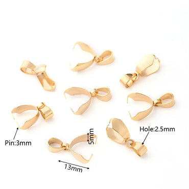 10 PCS/Package 13x5mm 6x3mm 201 Stainless Steel 18K Gold Plated Simple Solid Color Polished Pendant Melon Seed Buckle