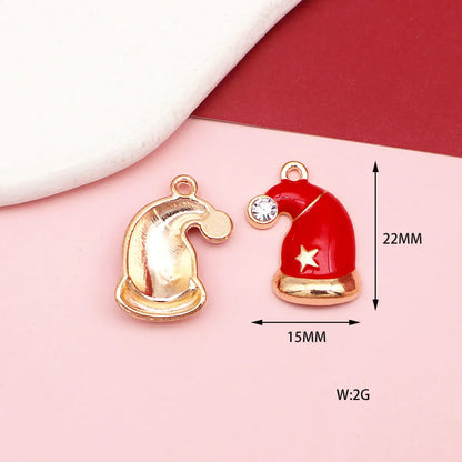 10 PCS/Package 15*15mm 18*33mm 20*22MM Alloy Rhinestones Christmas Tree Santa Claus Elk Pendant