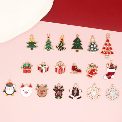 10 PCS/Package 15*15mm 18*33mm 20*22MM Alloy Rhinestones Christmas Tree Santa Claus Elk Pendant