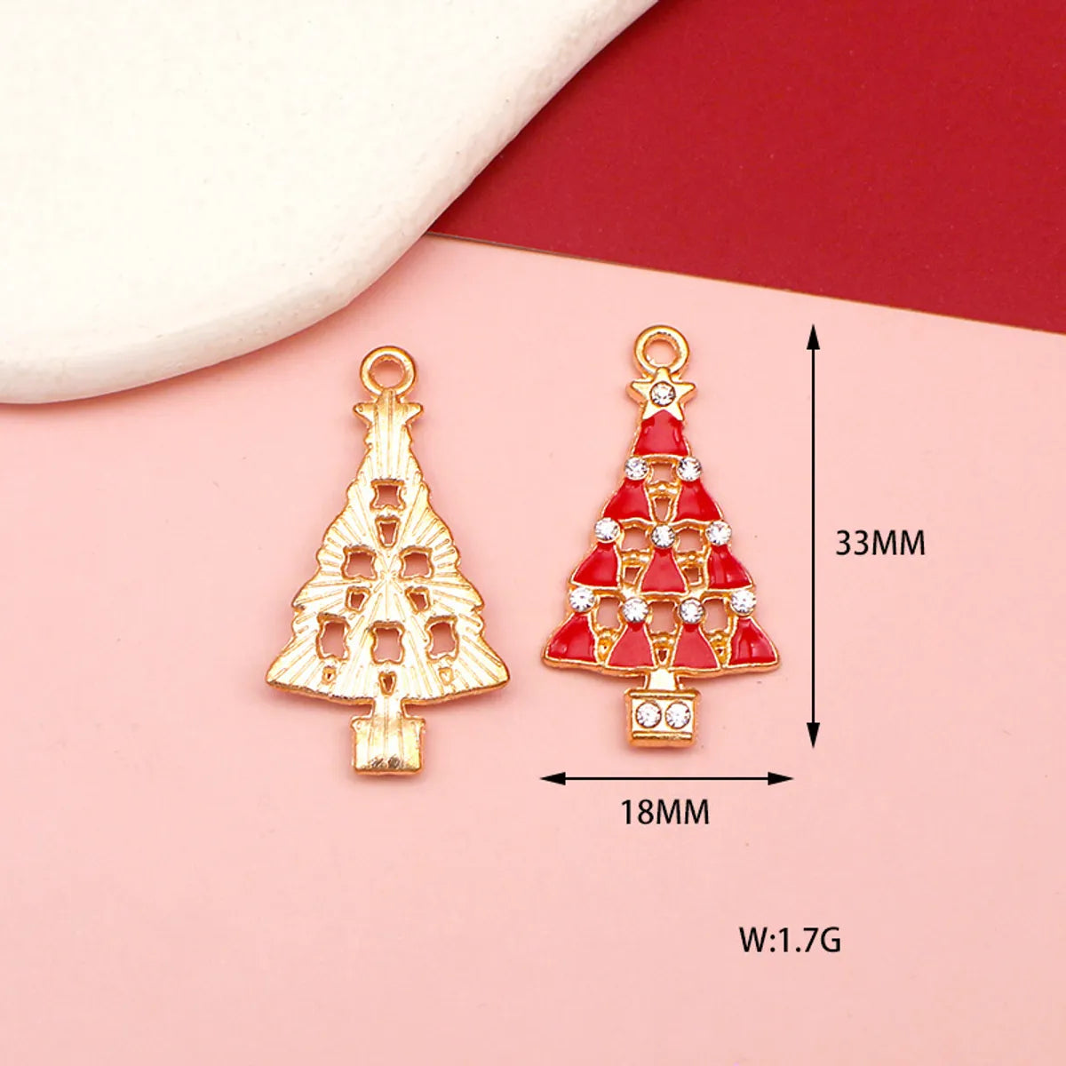 10 PCS/Package 15*15mm 18*33mm 20*22MM Alloy Rhinestones Christmas Tree Santa Claus Elk Pendant