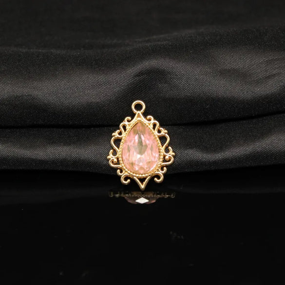 10 PCS/Package 19 * 25mm Zinc Alloy Rhinestones Water Droplets Polished Pendant