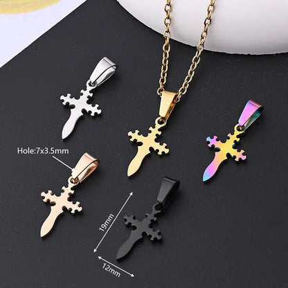 10 Pcs/Package 19x12  Mm 7x3.5mm 304 Stainless Steel 18K Gold Plated Rose Gold Plated Cross Simple Solid Color Polished Pendant