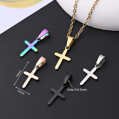 10 Pcs/Package 19x12  Mm 7x3.5mm 304 Stainless Steel 18K Gold Plated Rose Gold Plated Cross Simple Solid Color Polished Pendant