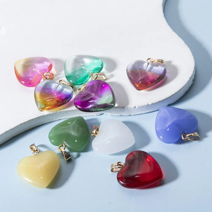 10 PCS/Package 20*20mm Glass Heart Shape Pendant