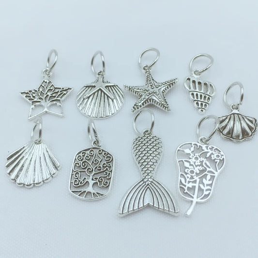 10 PCS/Package 21.5*18mm 29*17mm Hole 10mm+ Alloy Starfish Life Tree Fish Tail Pendant