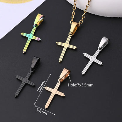 10 Pcs/Package 22x14mm 7x3.5mm 304 Stainless Steel 18K Gold Plated Rose Gold Plated Cross Simple Solid Color Polished Pendant