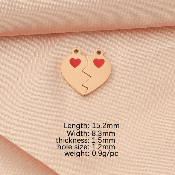 10 PCS/Package 304 Stainless Steel 18K Gold Plated Rose Gold Plated Customization Laser Engraving Heart Shape Pendant