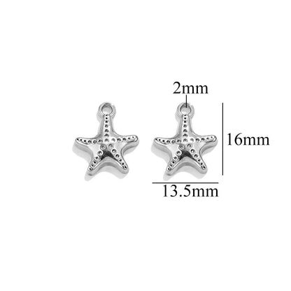 10 PCS/Package 304 Stainless Steel Starfish Dolphin Pendant