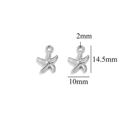 10 PCS/Package 304 Stainless Steel Starfish Dolphin Pendant