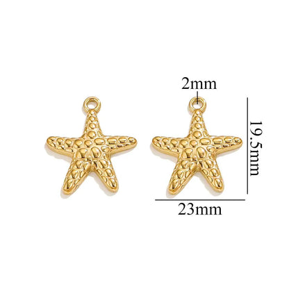 10 PCS/Package 304 Stainless Steel Starfish Dolphin Pendant