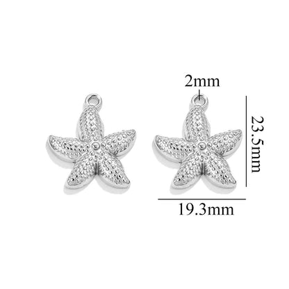 10 PCS/Package 304 Stainless Steel Starfish Dolphin Pendant