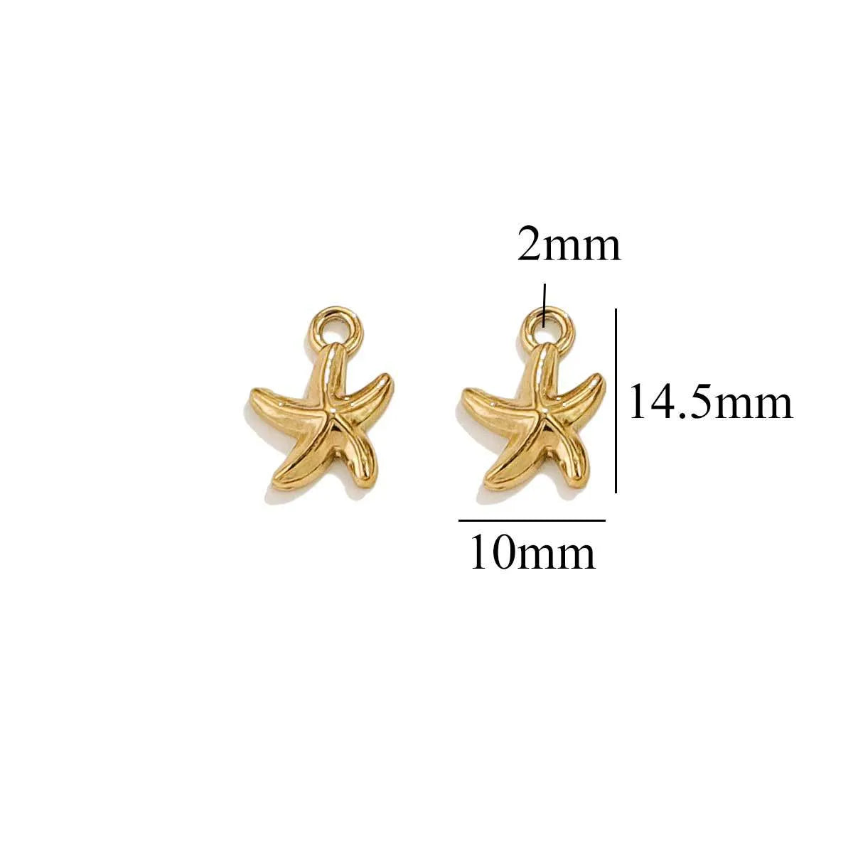 10 PCS/Package 304 Stainless Steel Starfish Dolphin Pendant