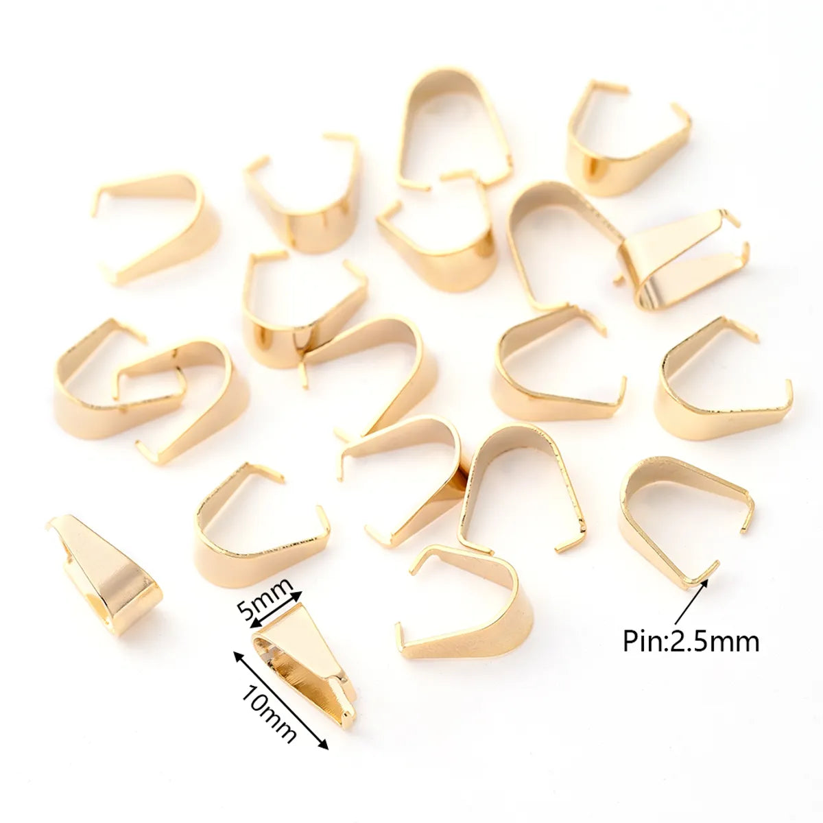 10 PCS/Package 3x7mm 5x10mm 7x13mm 201 Stainless Steel 18K Gold Plated U Shape Simple Solid Color Polished Melon Seed Buckle Jewelry Buckle