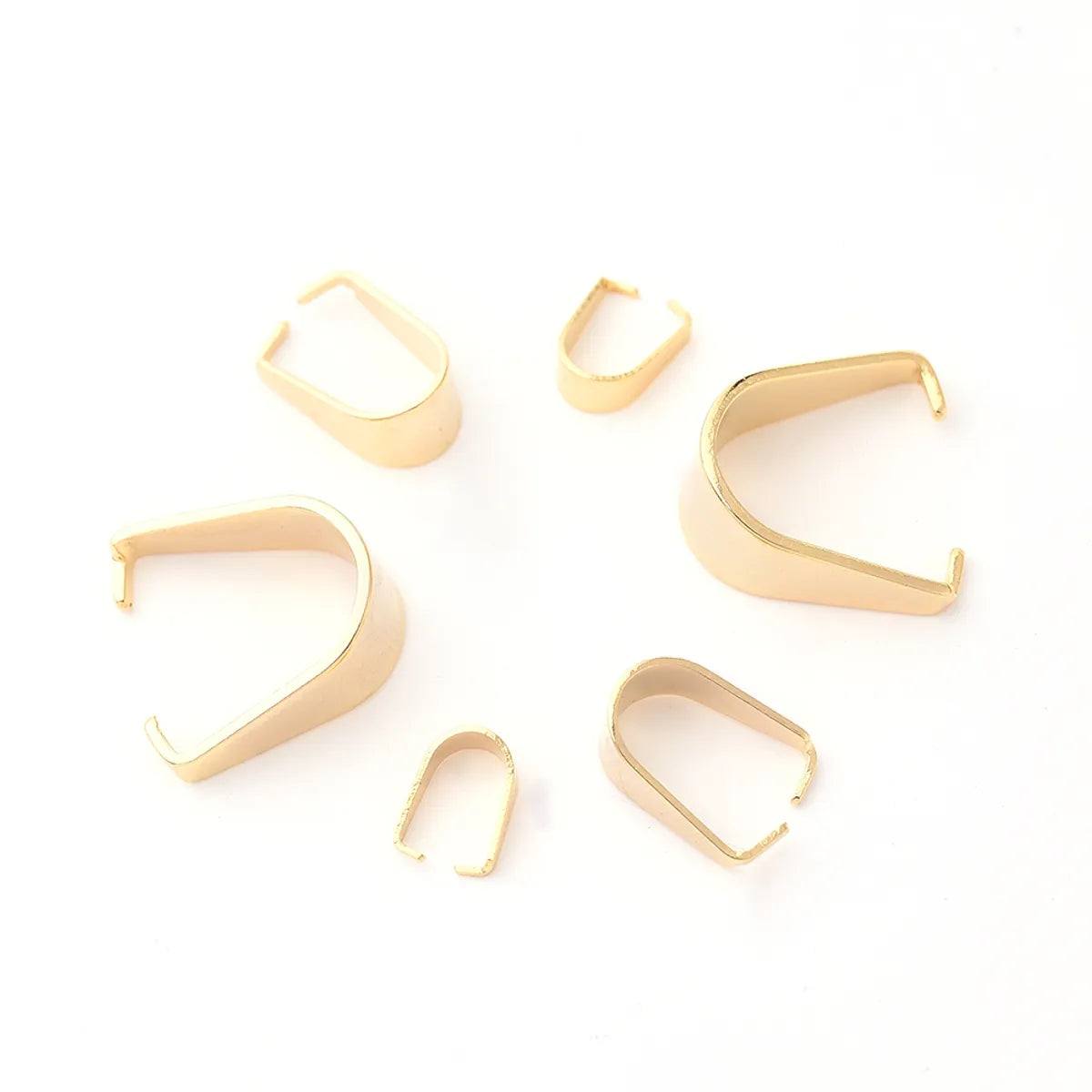 10 PCS/Package 3x7mm 5x10mm 7x13mm 201 Stainless Steel 18K Gold Plated U Shape Simple Solid Color Polished Melon Seed Buckle Jewelry Buckle