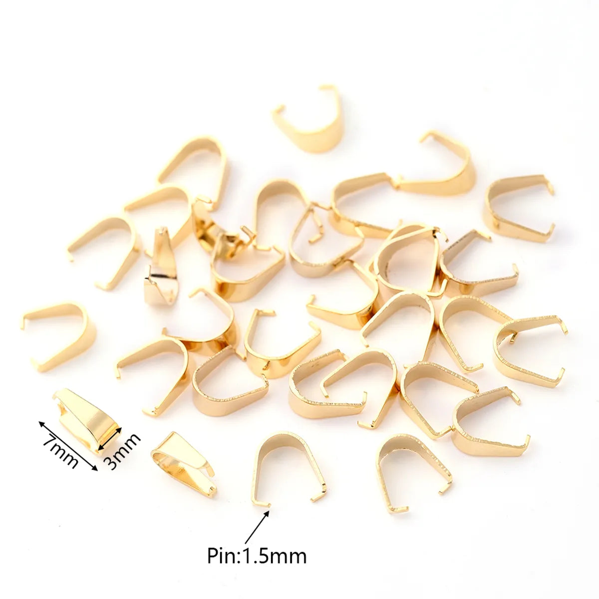 10 PCS/Package 3x7mm 5x10mm 7x13mm 201 Stainless Steel 18K Gold Plated U Shape Simple Solid Color Polished Melon Seed Buckle Jewelry Buckle