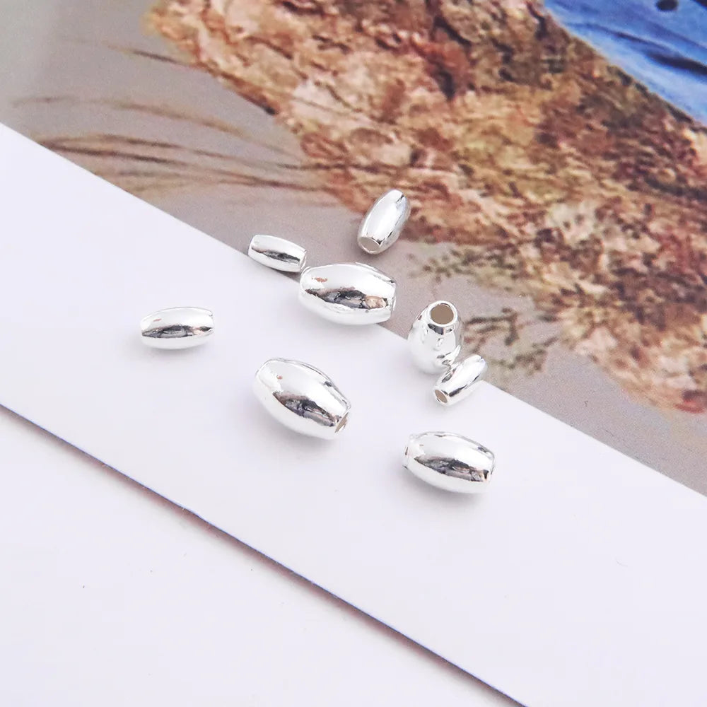 10 PCS/Package 5 PCS/Package Diameter 3mm Diameter 4mm Diameter 5mm Hole 1~1.9mm Sterling Silver Jewelry Eye Egg Polished Beads Spacer Bars