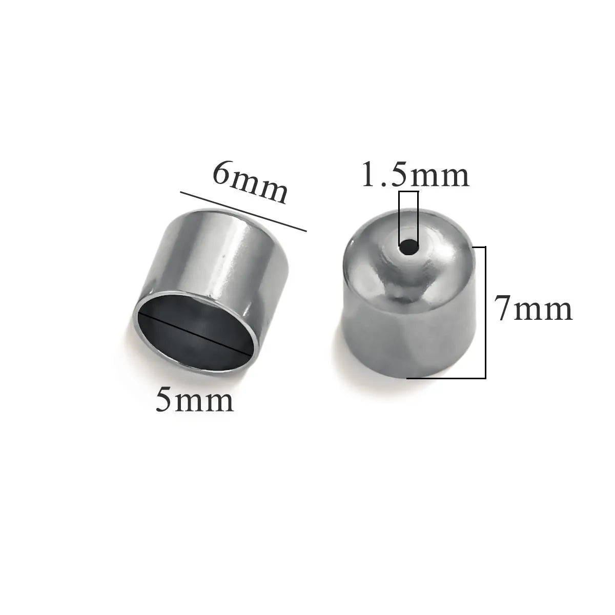 10 PCS/Package 7 * 8mm Hole 6~9.9mm 304 Stainless Steel Fish CAP Head Accessories Beads Jewelry Buckle