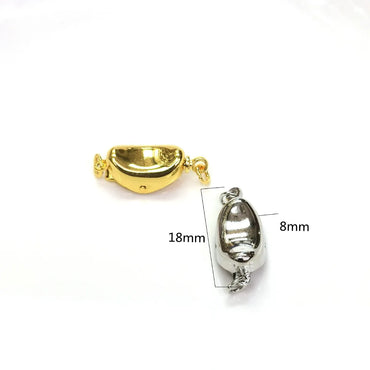 10 PCS/Package 8*18mm Copper 18K Gold Plated Solid Color Polished Jewelry Buckle