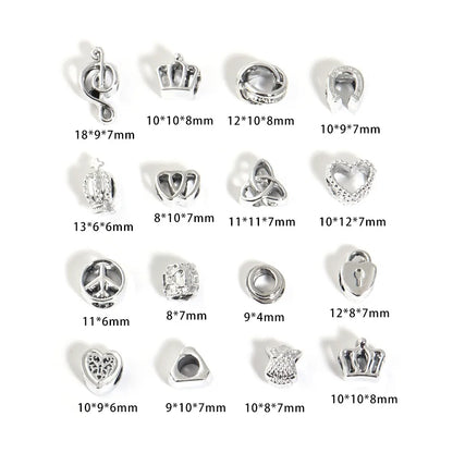 10 PCS/Package Alloy Heart Shape Crown Notes Beads