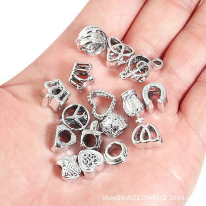 10 PCS/Package Alloy Heart Shape Crown Notes Beads