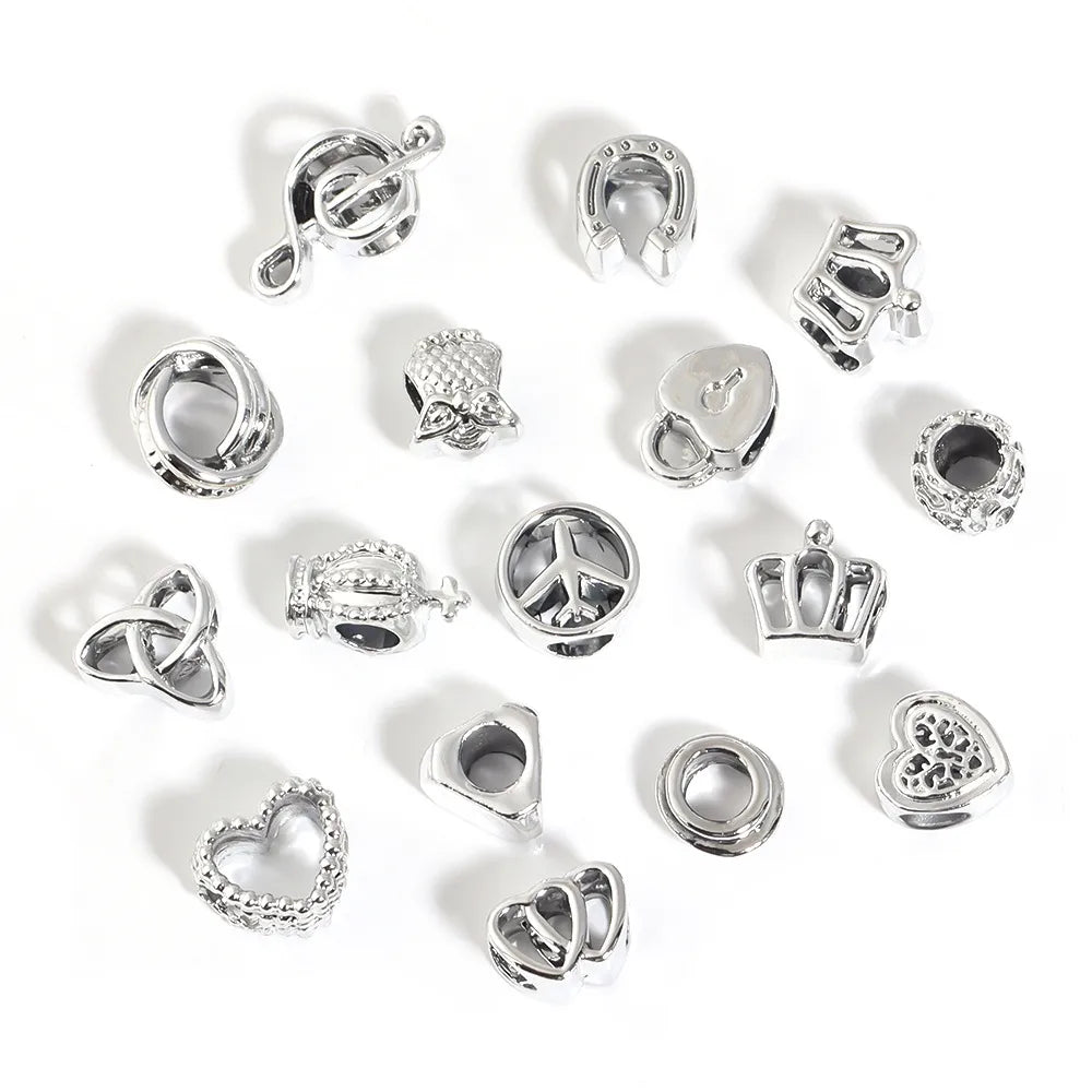 10 PCS/Package Alloy Heart Shape Crown Notes Beads