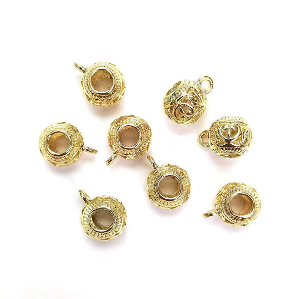 10 PCS/Package Diameter 11mm Hole 4~4.9mm Metal 14K Gold Plated Symbol Beads