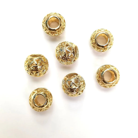 10 PCS/Package Diameter 11mm Hole 4~4.9mm Metal 14K Gold Plated Symbol Beads